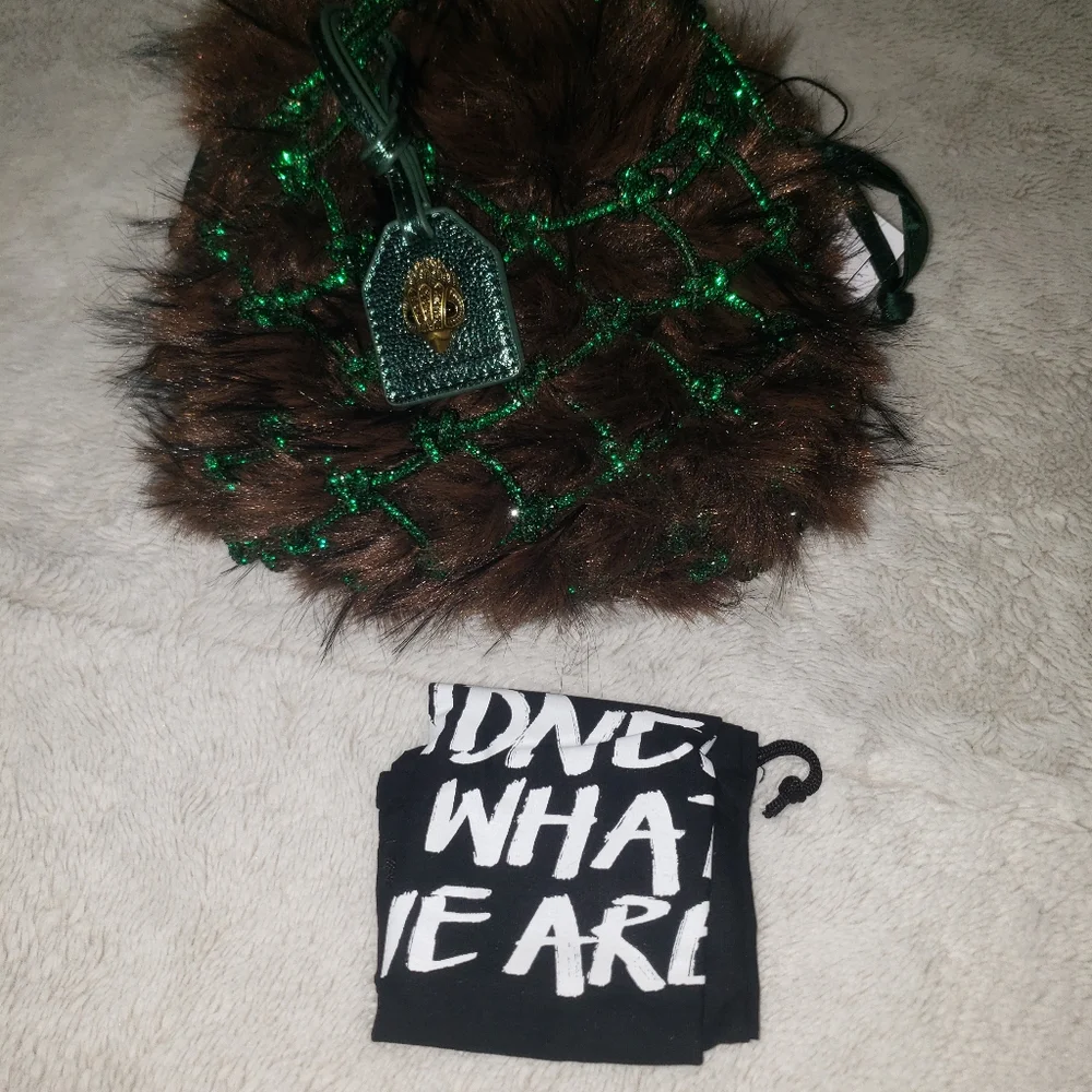 Kurt Geiger Green and Brown Fur Handbag - Picture 3 of 11